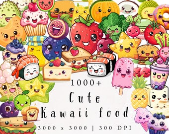 Kawaii Food Clipart | Cute Food Clipart | Cute Drinks Clipart | Junk Journal | Instant Download | Cartoon Food Clipart | Digital Stickers |