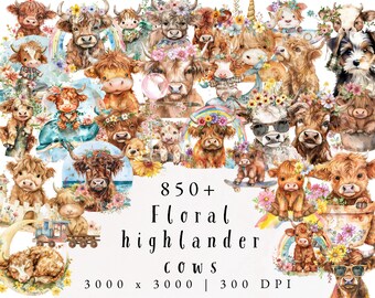 Highland Cow Sublimation | Commercial Use | Highland Cow Png | Sunflowers Highland Cow | Highland Cow Png Bundle | Baby Animal