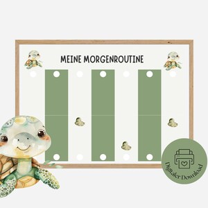 Routine matinale pour les enfants Tortue | Plan de routine pour les enfants| IMPRIMER | Créer une routine matinale| y compris les cartes de routine