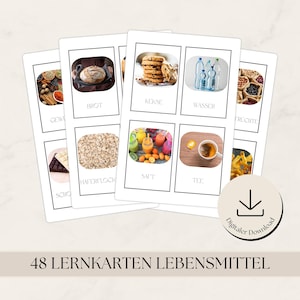 Lernkarten Einkaufen | Einkaufskarten Montessori | Einkaufsliste Kinder | Flash Cards Lebensmittel | PDF | Zum Ausdrucken | Sprachlernkarten