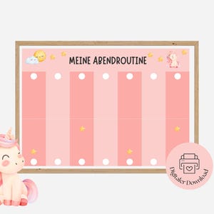 Routine du soir pour enfants licorne| Plan de routine pour les enfants| IMPRIMER | Créer une routine de soirée avec les enfants y compris les cartes de routine