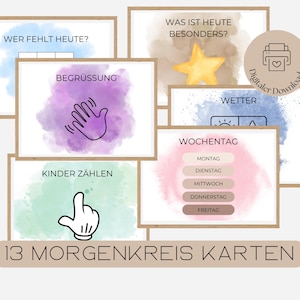 Le cercle du matin signe coloré| Cartes cercle du matin maternelle, agenda jardin d'enfants, crèche agenda, agenda hebdomadaire maternelle, carte Montessori