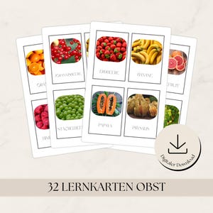 Obst Lernkarten I Memory I Obst, , Montessori Spielzeug, Flashcards Obst  - Lernkarten für Kinder - Fotokarten