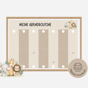 Routine du soir pour les enfants jungle | Plan de routine pour les enfants| IMPRIMER | Créer une routine de soirée avec les enfants y compris les cartes de routine