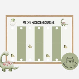 Routine matinale pour les enfants Dino | Plan de routine pour les enfants| IMPRIMER | Créer une routine matinale avec les enfants y compris les cartes de routine