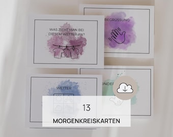 Colorful morning circle signs | Morning circle cards for kindergarten, daily planner for preschool, daily planner for nursery, weekly planner for kindergarten, Montessori card