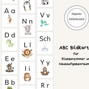 Tarjetas didácticas imprimibles del alfabeto | Tarjetas de letras Montessori ? Mural ABC | Tarjetas del alfabeto jardín de infantes, preescolar, escuela primaria | Descarga instantánea