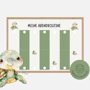 Routine du soir pour les enfants tortue| Plan de routine pour les enfants| IMPRIMER | Créer une routine de soirée avec les enfants y compris les cartes de routine