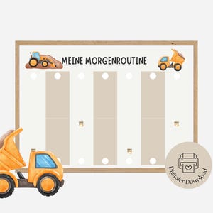 Routine matinale pour les enfants chantier | Plan de routine pour les enfants| IMPRIMER | Créer une routine matinale| y compris les cartes de routine