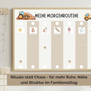 Pizarra plegable de rutina matutina para niños – Estructura visual diaria para niños pequeños – Plan de rutina plastificado – Apto para Montessori – Recompensa
