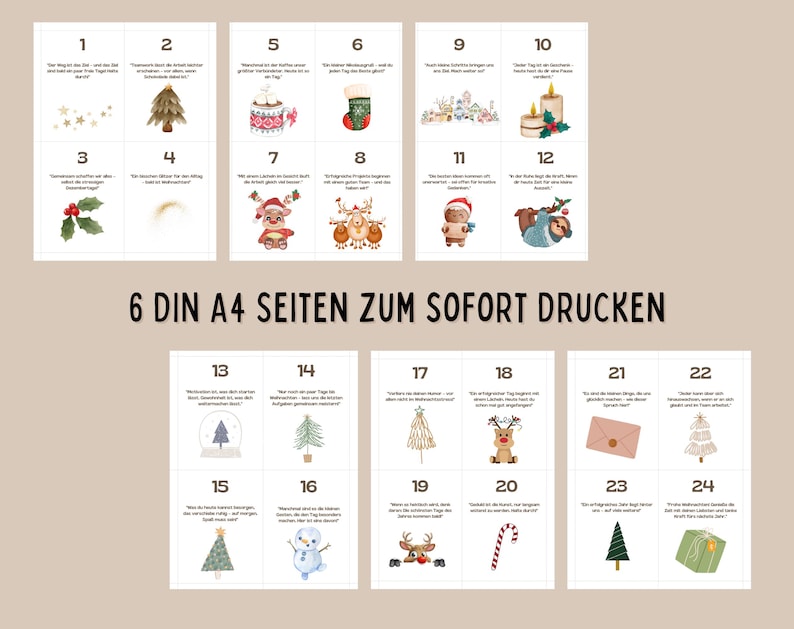 Adventskalender mit inspirierenden Sprüchen für Kollegen