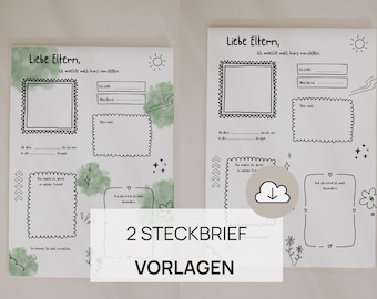 2 profile sheets for educators | Template for kindergarten printouts for daycare centers | Template for nursery profile sheets | Template for kindergarten profile sheets | Template for daycare centers