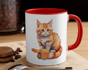 Accent Coffee Mug, 11oz, Orange Cat