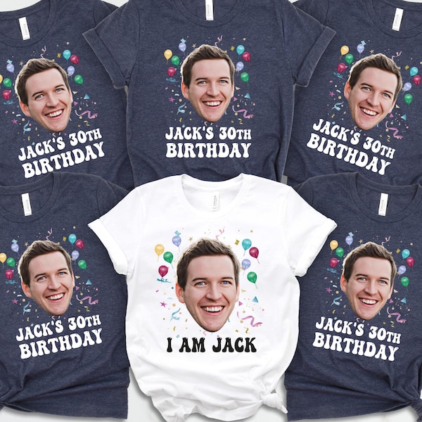 Custom Face Birthday Shirt, 30 40 50 Birthday Group Party Tee