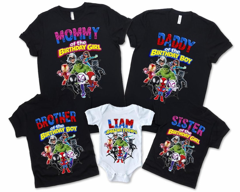 Spidey Birthday Boy Family Shirt | Spiderman Kids Group Tee | Spidey Amazing Friends Superhero Birthday Boy Sweats