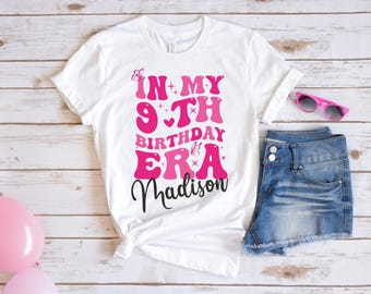 Personalized 9th Birthday Era Shirt, Custom Bday Party Tee