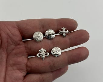 Rivets en argent sterling, bouton décoratif pour jeans, concho à dos vissé