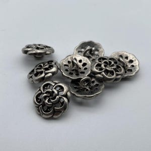 925 Silver Flower Button Coat Sewing Buttons Clothing Shank Button Ring Back