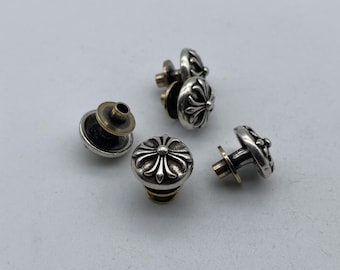 Bouton pour bottes en cuir, bouton pour lacets, fermeture à vis en argent nickelé