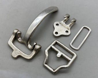Conjuntos de hebillas de caballería Cowboy Littleton con hebilla de plata de ley 925 y herrajes de cuero