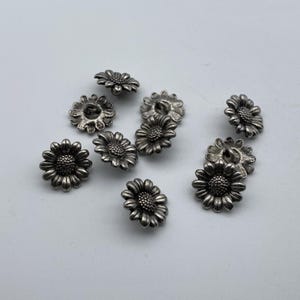 925 Silver Flower Button Coat Sewing Buttons Clothing Shank Button Ring Back