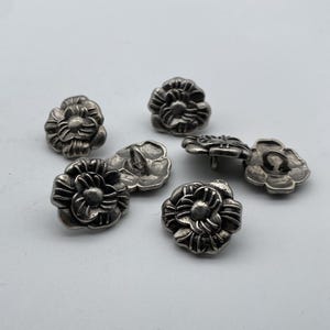 925 Silver Flower Button Coat Sewing Buttons Clothing Shank Button Ring Back