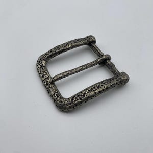 Antique Silver Buckle Handcrafted Leather Belt Buckle 1 1/2