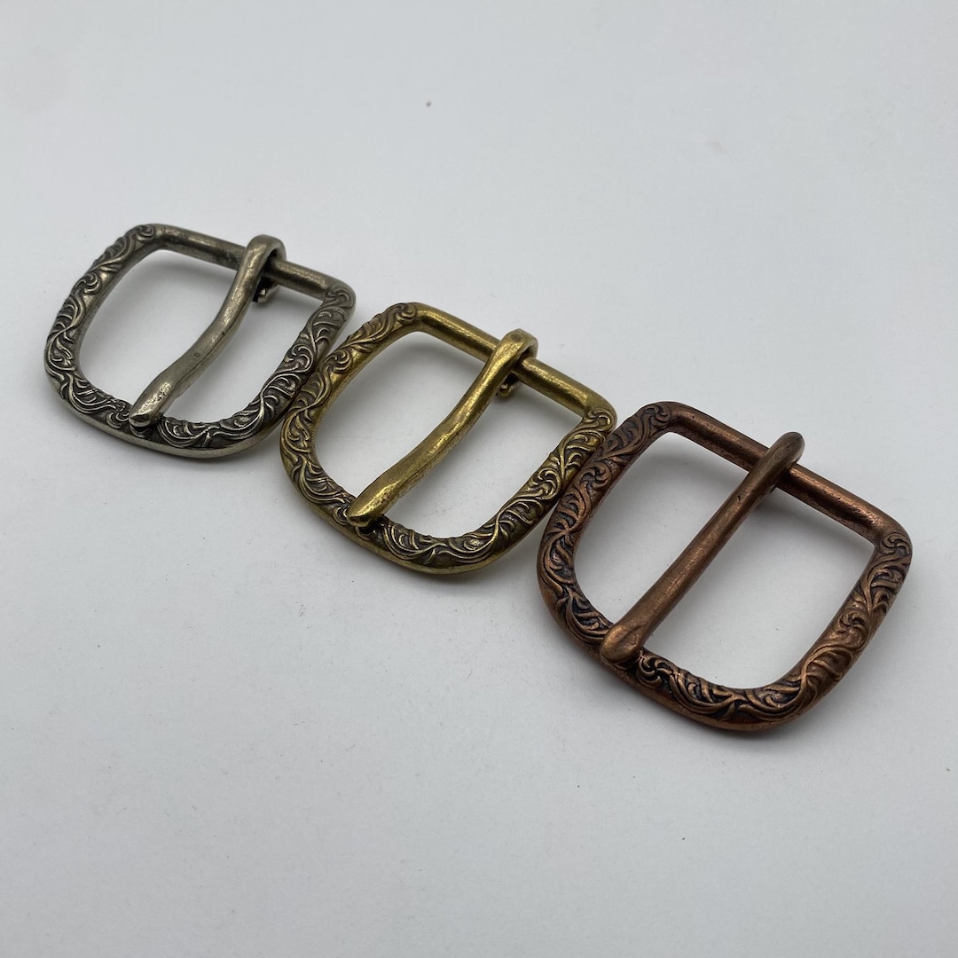 37mm Copper D Buckle Grass Engraved Buckle Women Men Leather Strap ...
