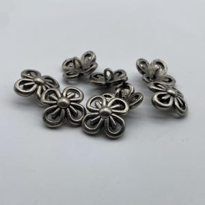 925 Silver Flower Button Coat Sewing Buttons Clothing Shank Button Ring Back