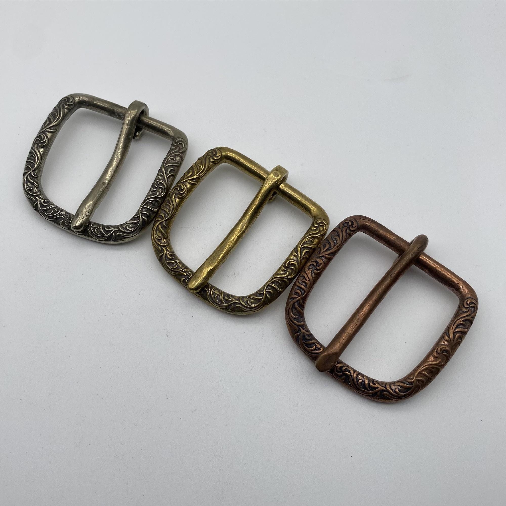 37mm Copper D Buckle Grass Engraved Buckle Women Men Leather Strap ...