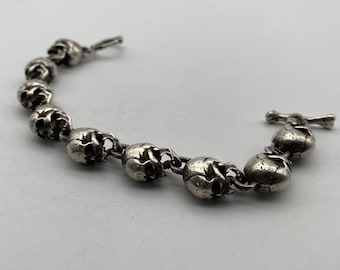 Bracciale da donna e uomo in argento sterling con teschio