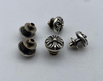 Leather Boots Button,Shoelace Button 925 Sterling Silver Screw Back Fastener