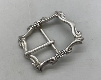 ハンドメイド 925 スターリングシルバー バックル 37 mm 唐曹風レザー
