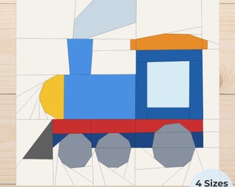 Patrón de edredón de tren FPP PDF / Bloque de tren de patchwork con papel de base / Diseño de patchwork