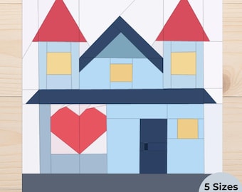 Patrón de bloque de edredón FPP Heart Cottage Tower House