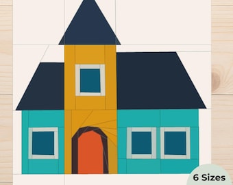 Patrón de edredón de bloques de casa - FPP Tower House PDF, Little Village Design