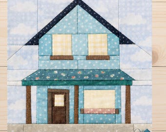 Patrón de bloque de edredón FPP de casa costera - PDF de casa de patchwork - Descarga instantánea