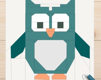 Patrón de búho FPP / Bloque de animales para patchwork de papel base / PDF imprimible