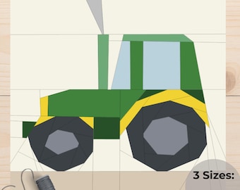 Patrón de bloque de edredón de tractor FPP: plantilla de costura rústica (PDF)