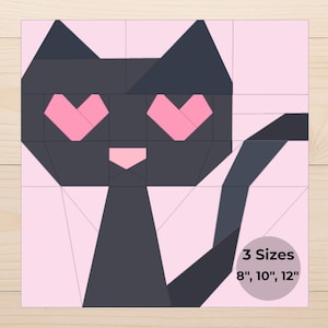 Kattquiltblock - Enkelt FPP-papperslappningsmönster i PDF-format