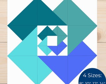 Patrón de bloque de edredón FPP con estrella en espiral moderna: plantilla de estrella para patchwork de papel base