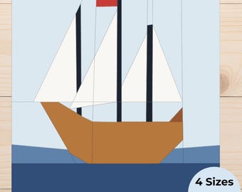 Patrón de bloque de edredón FPP de velero: Paper Piecing náutico (PDF)