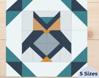 Patrón de bloque de edredón de búho – Plantilla FPP PDF – Diseño moderno de patchwork