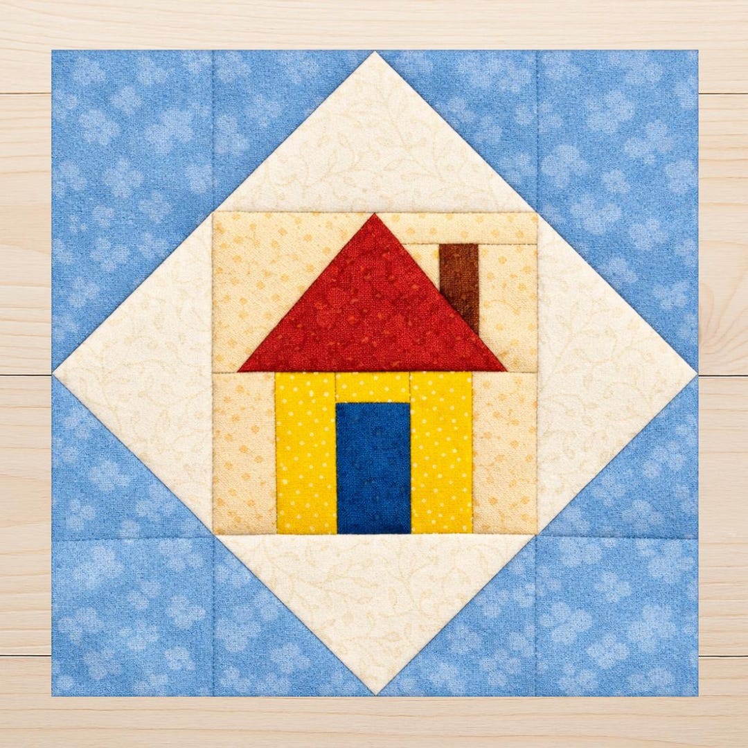 Quilt Square Template.pdf Simple House Quilt Block Pattern – FPP PDF Template – Modern Patchwork ...