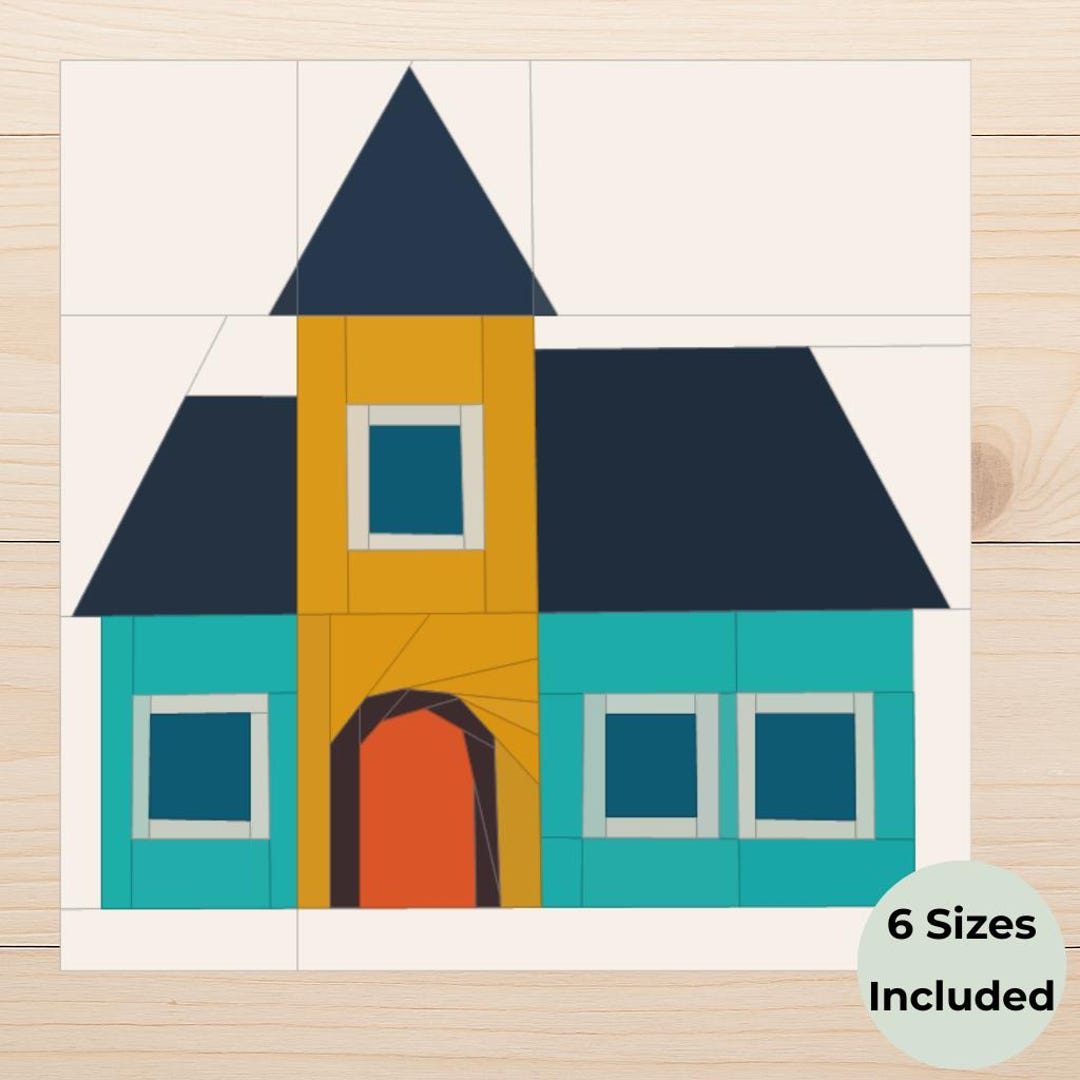 House Quilt Block Pattern - FPP Tower House PDF, Little Village Design ...