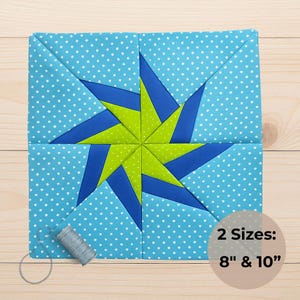 Spiral Star Quilt Pattern – FPP PDF in 8 and 10 Inch, Modern Quilting Block