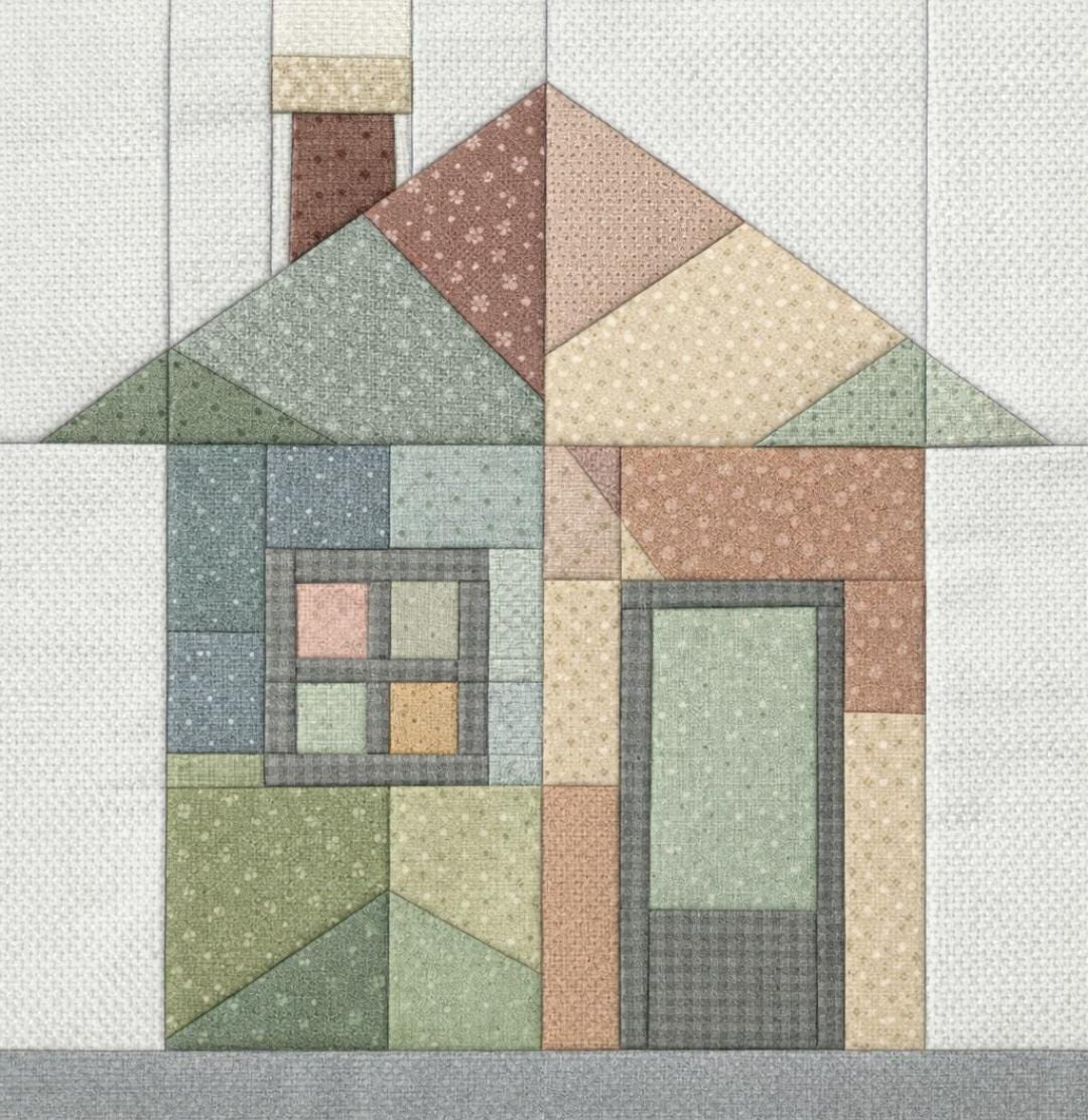 Patchwork House FPP Quilt Block Pattern - Modern Paper Piecing Home ...