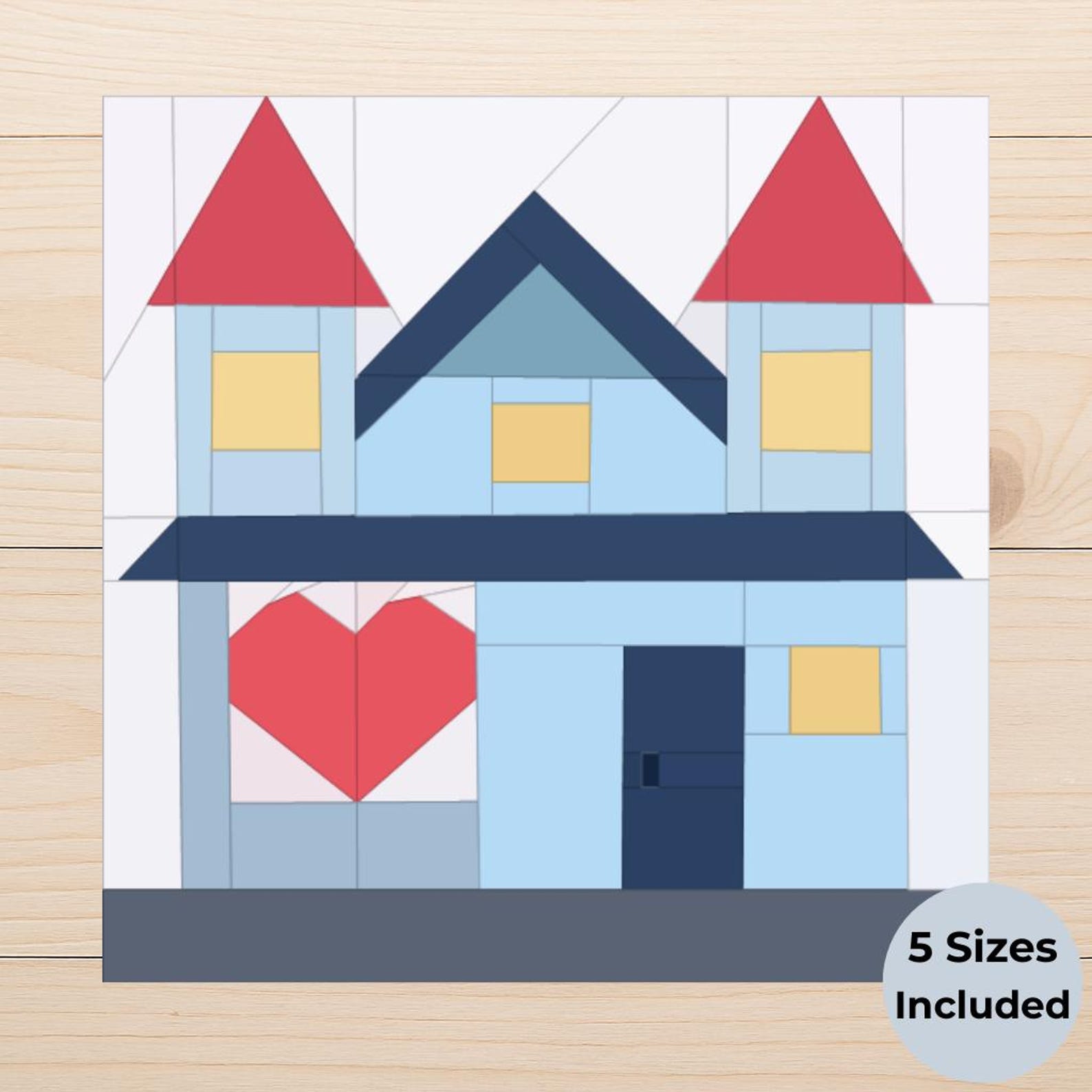 Heart Cottage Tower House FPP Quilt Block Pattern - Etsy