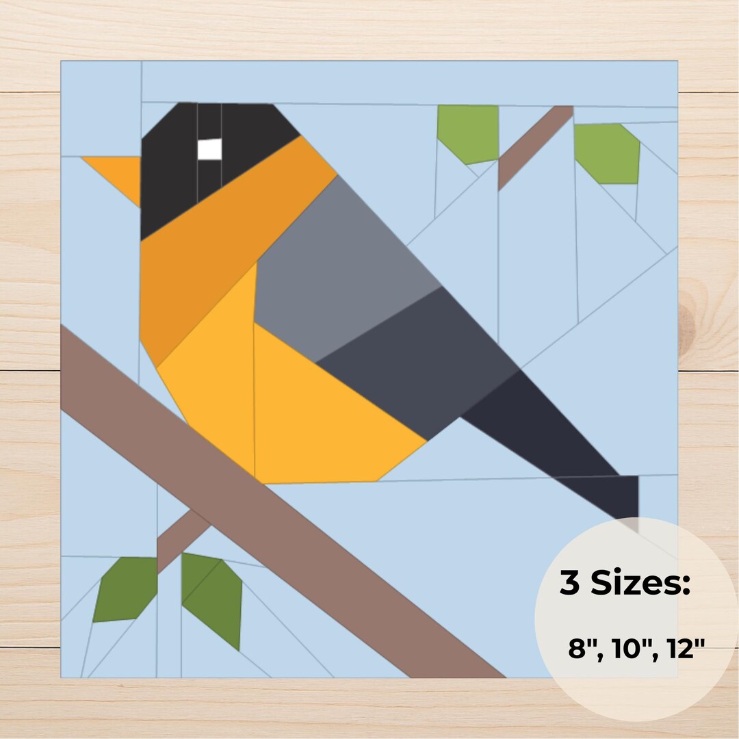 Bird Quilt Block Pattern – Easy FPP Sewing Template in 8, 10, 12, Inch ...