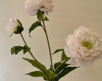 Pfingstrose hellrosa künstlich – Einzelstiel mit großer Seidenblüte für Vase oder Dekoration, romantisch, realistisch & elegant